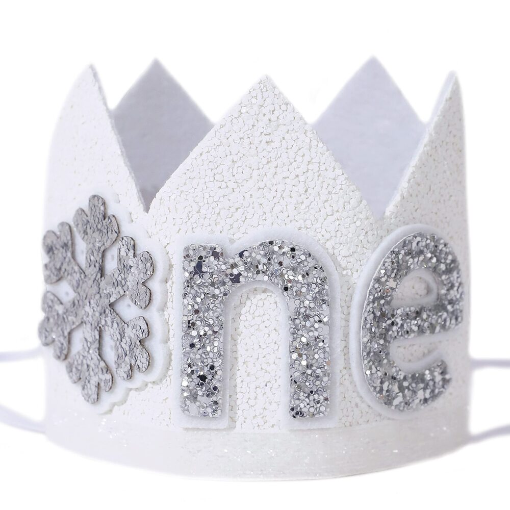 6367 Snowflake 1st Birthday Crown - Snowflake White Birthday Party